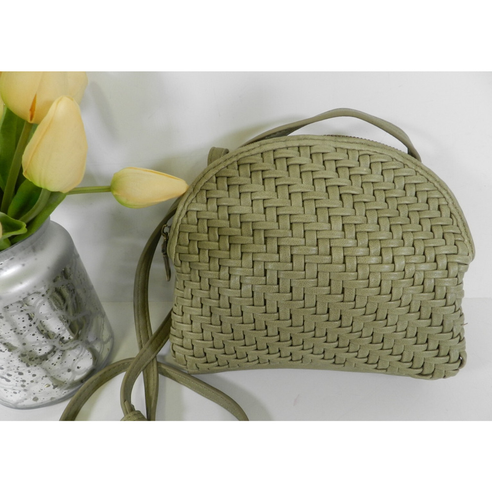 Antik Kraft Over the Shoulder Handbag Small Green weave vegan (nn56)